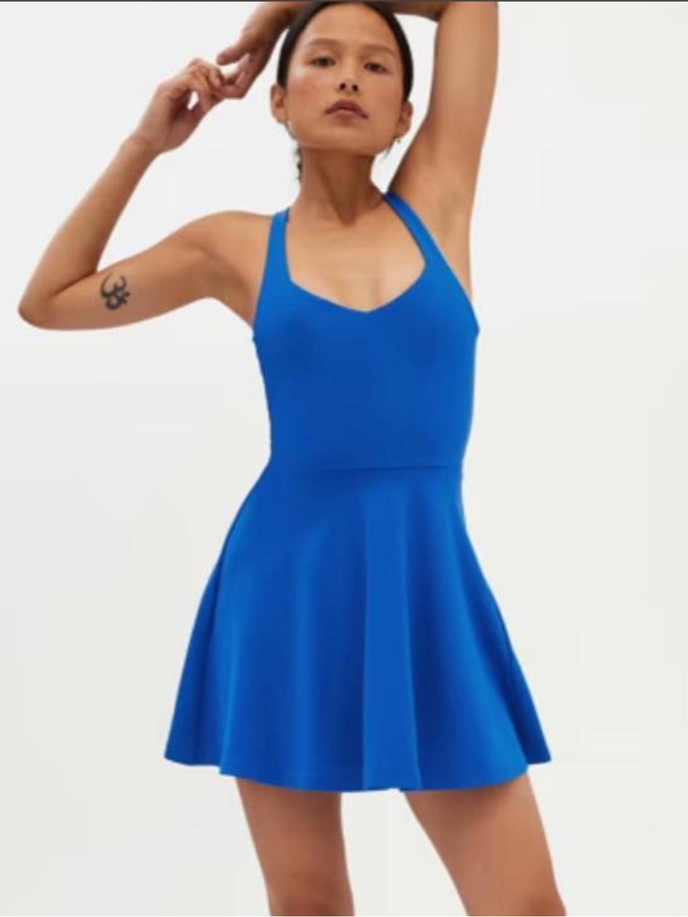 girlfriend collective ultramarine blue Riley Sweetheart skater dress
